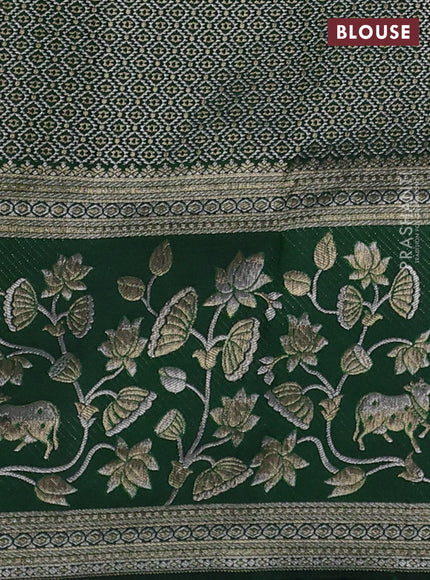 Pure kanchipuram silk saree bottle green with allover zari woven brocade weaves and rich zari woven pichwai border