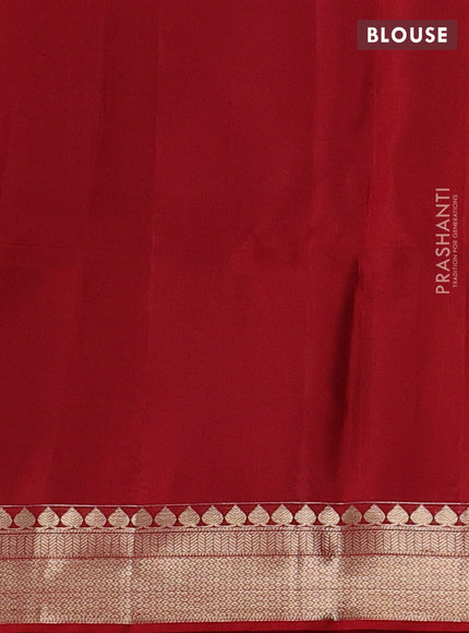 Pure kanchipuram silk saree green and maroon with allover zari woven brocade weaves and long rich zari woven border