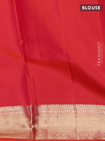 Pure kanchipuram silk saree dual shade of orange with allover zari woven vansingaram brocade weaves and rich zari woven border
