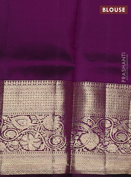 Pure kanchipuram silk saree purple with allover zari woven brocade weaves and rich zari woven border