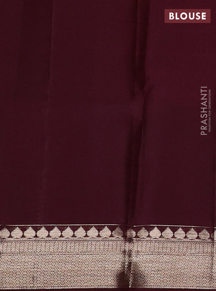Pure kanchipuram silk saree mauve pink and deep maroon with allover zari woven brocade weaves and rich floral zari woven border
