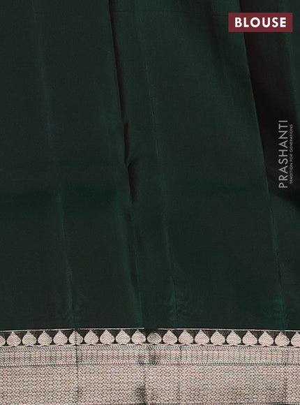 Pure kanchipuram silk saree dark mustard and bottle green with allover zari woven brocade weaves and rich floral zari woven border