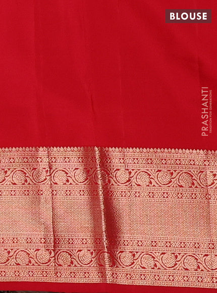 Pure kanchipuram silk saree red with allover zari woven brocade weaves and rich zari woven border