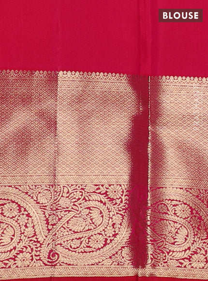 Pure kanchipuram silk saree pink with allover zari woven brocade weaves and rich zari woven paisley border