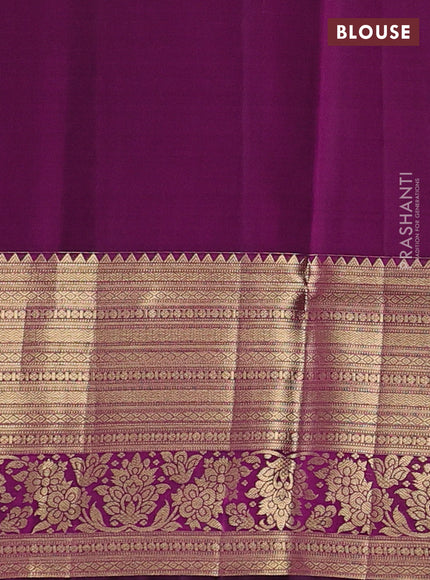 Pure kanchipuram silk saree purple with allover zari woven brocade weaves and rich zari woven border