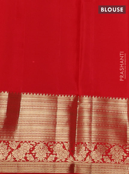 Pure kanchipuram silk saree red with allover zari woven brocade weaves and rich zari woven border