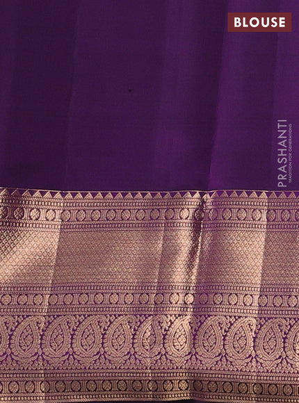 Pure kanchipuram silk saree deep purple with allover zari woven brocade weaves and rich zari woven border
