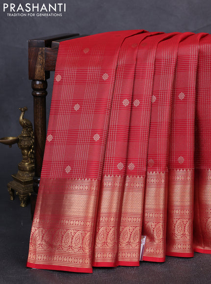 Pure kanchipuram silk saree maroon with allover zari woven brocade weaves and rich zari woven border