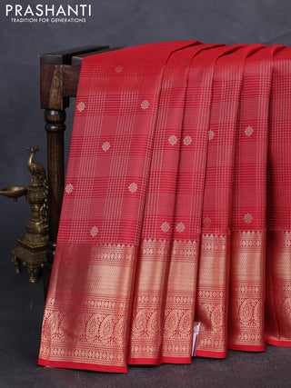 Pure kanchipuram silk saree maroon with allover zari woven brocade weaves and rich zari woven border