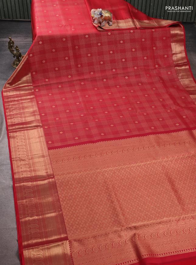 Pure kanchipuram silk saree maroon with allover zari woven brocade weaves and rich zari woven border