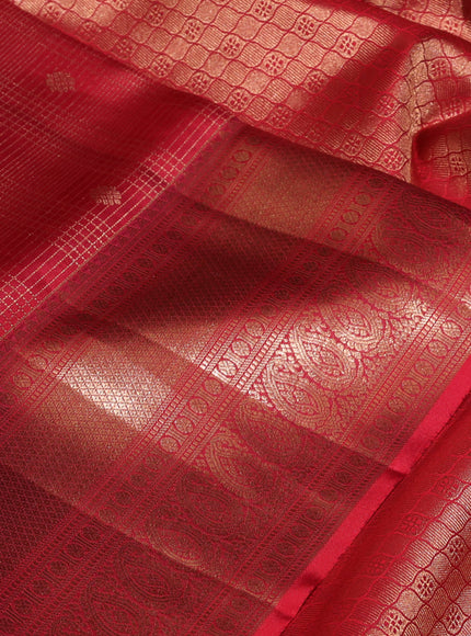 Pure kanchipuram silk saree maroon with allover zari woven brocade weaves and rich zari woven border