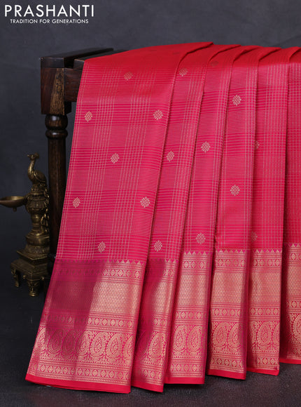Pure kanchipuram silk saree pink with allover zari woven brocade weaves and rich zari woven border