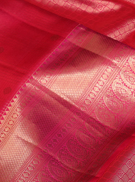 Pure kanchipuram silk saree pink with allover zari woven brocade weaves and rich zari woven border