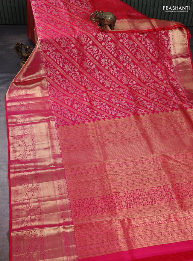 Pure kanchipuram silk saree pink with allover zari woven vansingaram brocade weaves and rich zari woven border