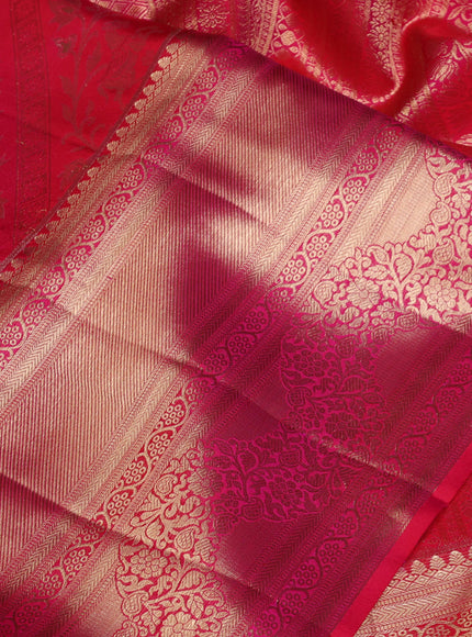Pure kanchipuram silk saree pink with allover zari woven vansingaram brocade weaves and rich zari woven border