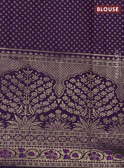Pure kanchipuram silk saree purple with allover zari woven brocade weaves and long rich zari woven border
