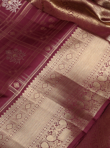 Pure kanchipuram silk saree coffee brown with allover zari woven brocade weaves and rich zari woven border