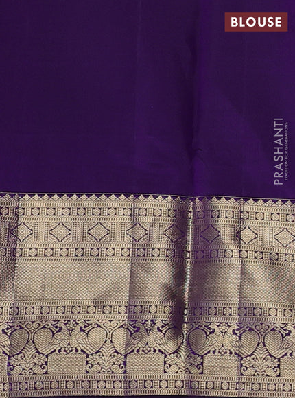 Pure kanchipuram silk saree violet with allover zari woven brocade weaves and rich zari woven border