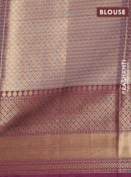 Banarasi semi dupion saree grey and wine shade with thread & zari woven buttas and woven border