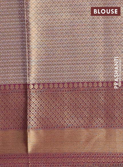 Banarasi semi dupion saree pastel wine and wine shade with thread & zari woven buttas and woven border