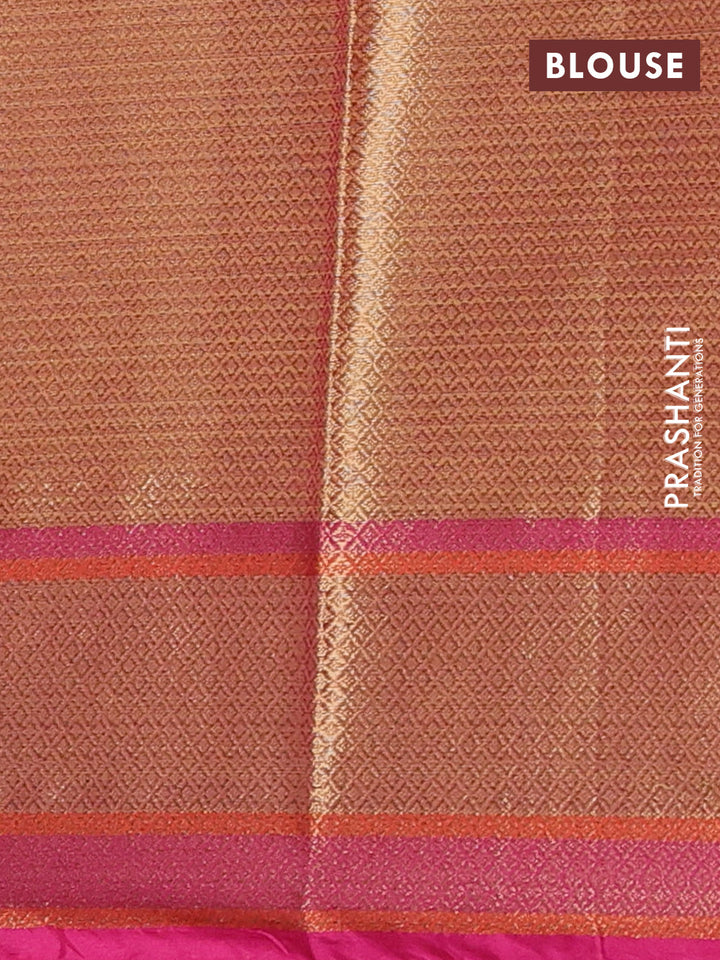 Banarasi semi dupion saree dual shade of yellow and pink with thread & zari woven buttas and zari woven border