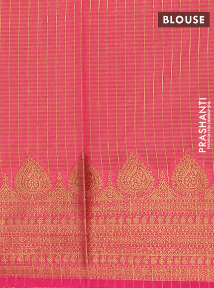 Banarasi semi dupion saree teal blue and magenta pink with thread & zari woven buttas and zari woven border