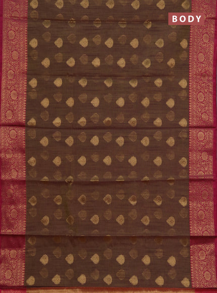 Banarasi semi dupion saree purple and pink with thread & zari woven buttas and woven border