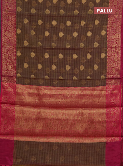 Banarasi semi dupion saree purple and pink with thread & zari woven buttas and woven border