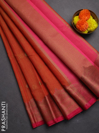 Banarasi semi dupion saree maroon and pink with thread & zari woven buttas and woven border