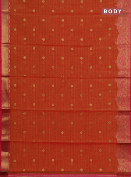 Banarasi semi dupion saree maroon and pink with thread & zari woven buttas and woven border