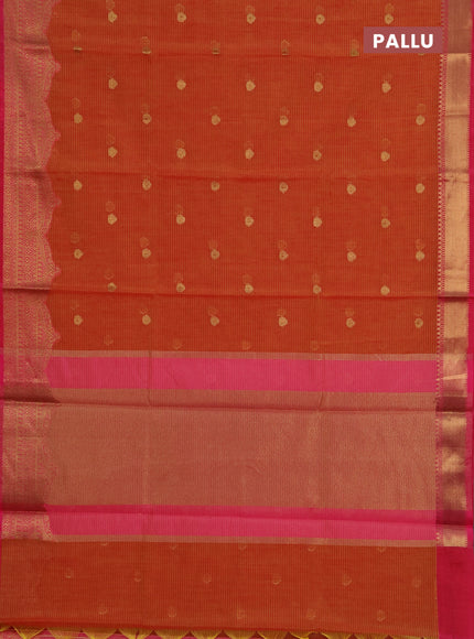 Banarasi semi dupion saree maroon and pink with thread & zari woven buttas and woven border