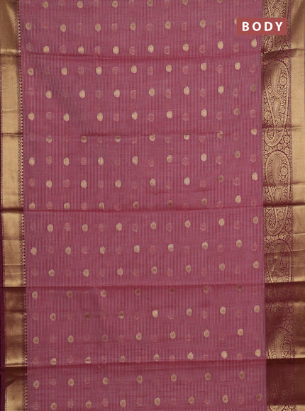 Banarasi semi dupion saree wine and wine shade with thread & zari woven buttas and long woven border