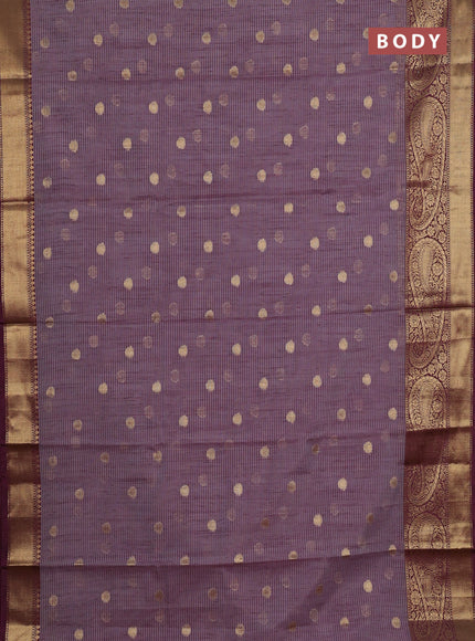 Banarasi semi dupion saree purple shade and wine shade with thread & zari woven buttas and long woven border