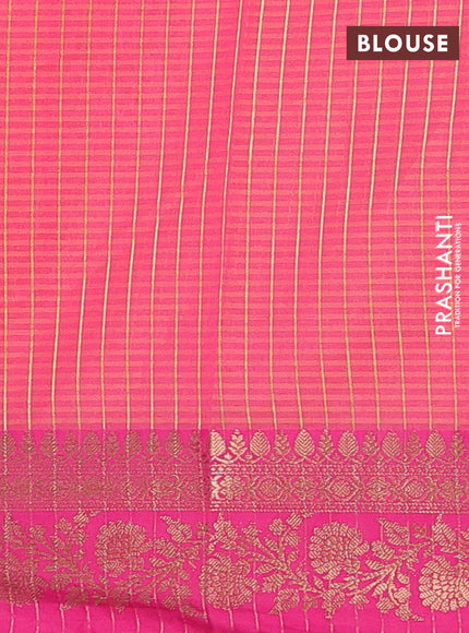 Banarasi semi dupion saree mustard yellow and pink with thread & zari woven buttas and woven border
