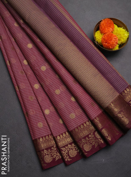 Banarasi semi dupion saree maroon and deep maroon with thread & zari woven buttas and woven border