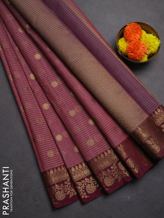 Banarasi semi dupion saree maroon and deep maroon with thread & zari woven buttas and woven border
