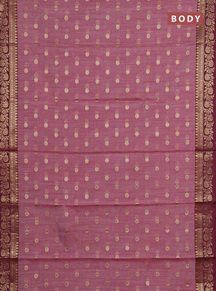 Banarasi semi dupion saree maroon and deep maroon with thread & zari woven buttas and woven border