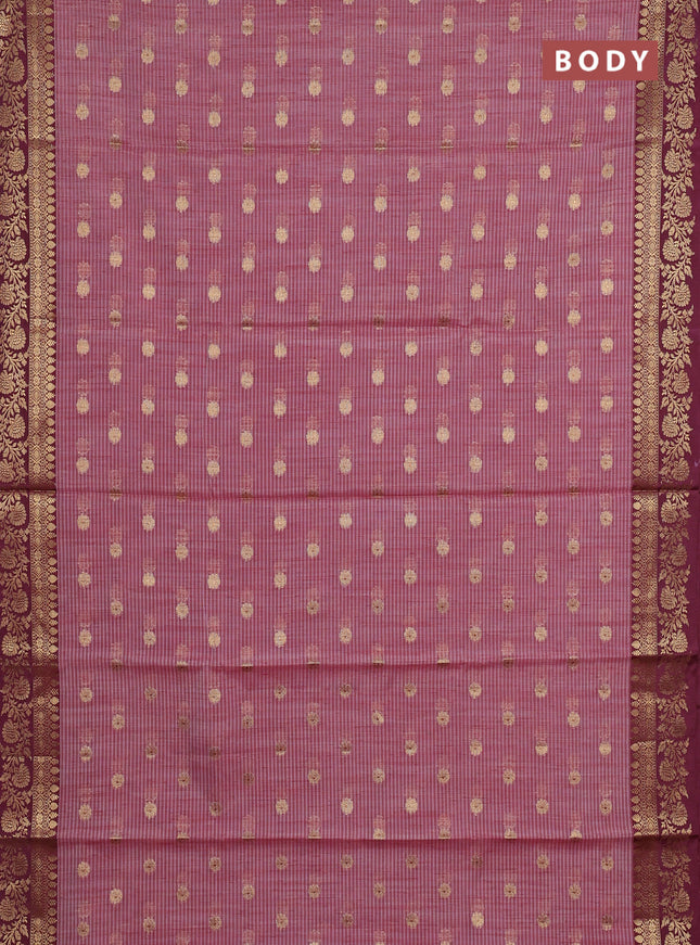 Banarasi semi dupion saree maroon and deep maroon with thread & zari woven buttas and woven border