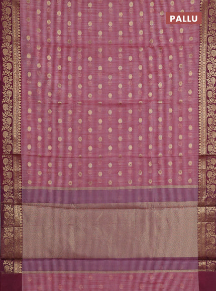 Banarasi semi dupion saree maroon and deep maroon with thread & zari woven buttas and woven border