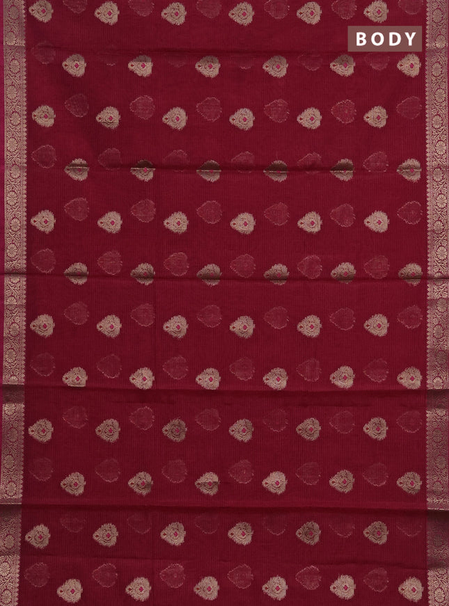 Banarasi semi dupion saree pink shade with zari woven buttas and small woven border