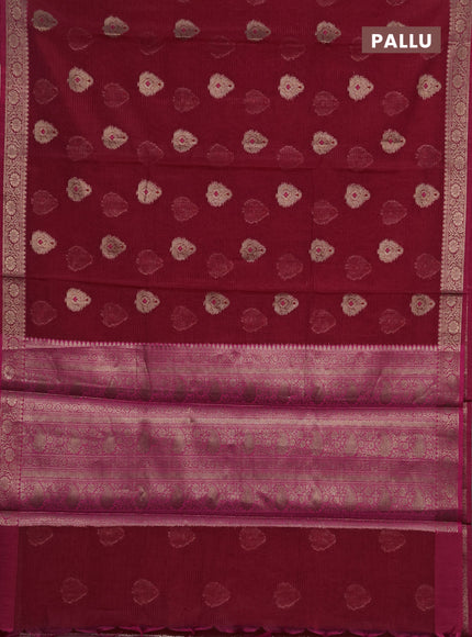 Banarasi semi dupion saree pink shade with zari woven buttas and small woven border