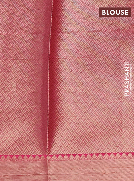 Banarasi semi dupion saree pink shade with zari woven buttas and small woven border