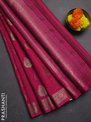 Banarasi semi dupion saree pink with zari woven buttas and small woven border