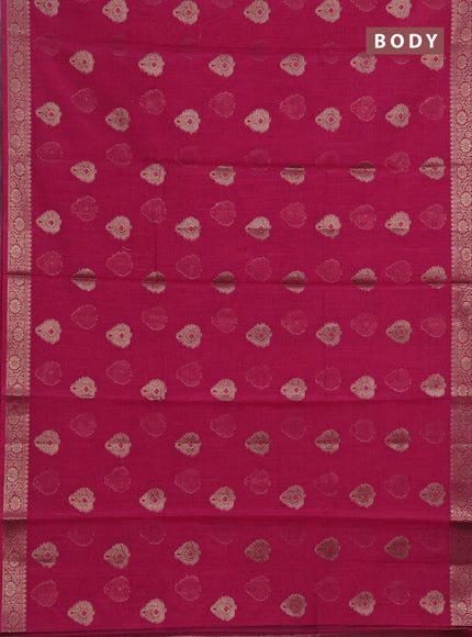 Banarasi semi dupion saree pink with zari woven buttas and small woven border