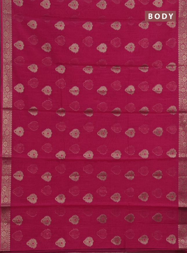 Banarasi semi dupion saree pink with zari woven buttas and small woven border