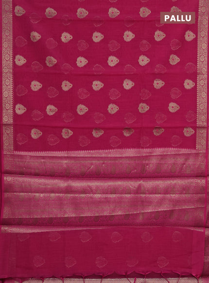 Banarasi semi dupion saree pink with zari woven buttas and small woven border