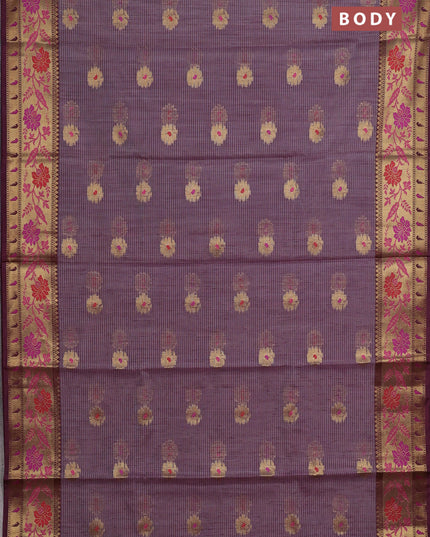 Banarasi semi dupion saree deep wine with zari woven buttas and zari woven border