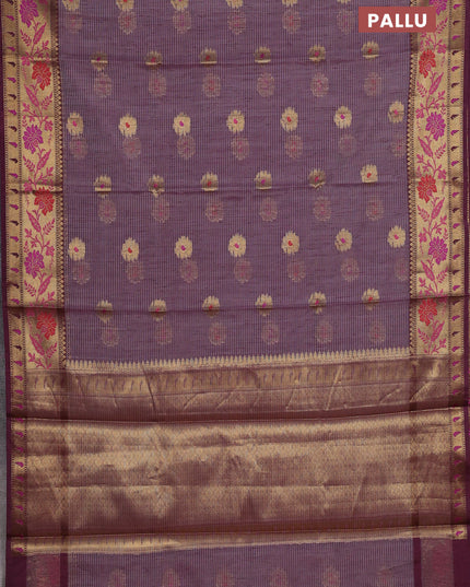 Banarasi semi dupion saree deep wine with zari woven buttas and zari woven border