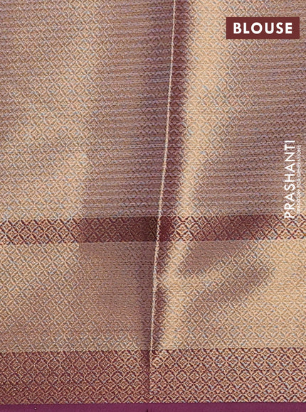 Banarasi semi dupion saree grey and wine shade with zari woven buttas and zari woven border
