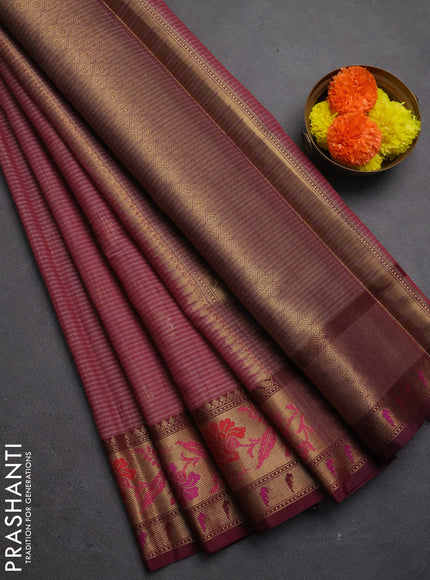Banarasi semi dupion saree maroon shade and deep wine with zari woven buttas and zari woven border